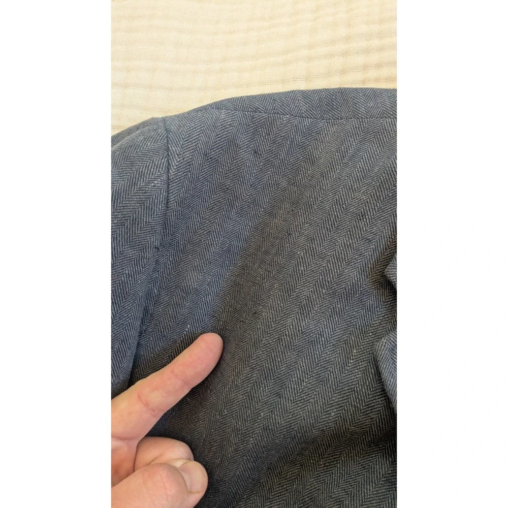 Egara 54L Slim Fit Linen Rayon Blend Blazer Unstructured Blue Herringbone Summer